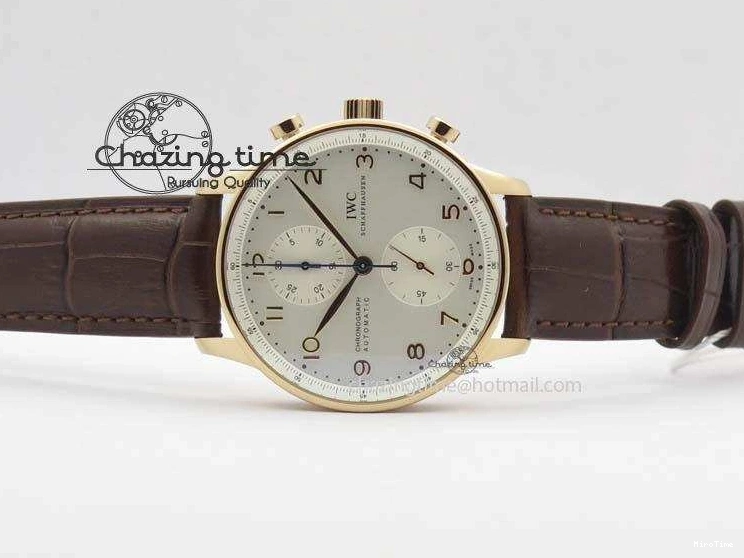 MIROTIME 0821 Portuguese Chrono RG IW371480 ZF 1:1 Best Edition White Dial On Brown Leather Strap A7750 V HighPerformance 7266